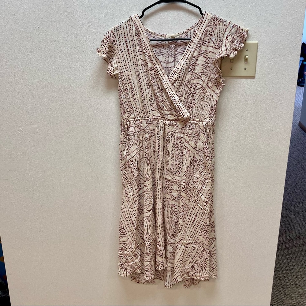 Stevie Hender Cream & Burgundy Pattern Dress